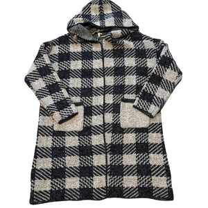 Dreamers by Debut tan/black plaid Long Sweater cardigan S